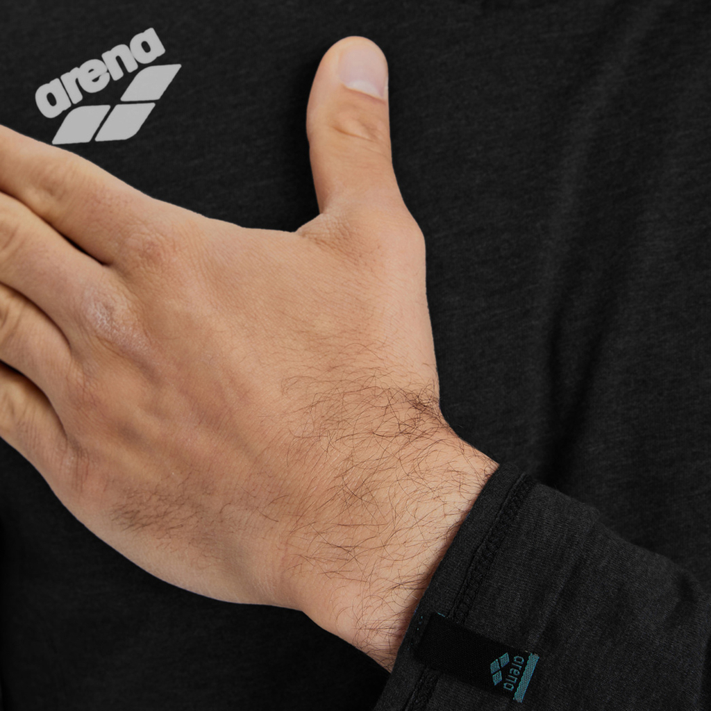 Arena Team Hooded Long Sleeve T-Shirt Panel in SCHWARZ