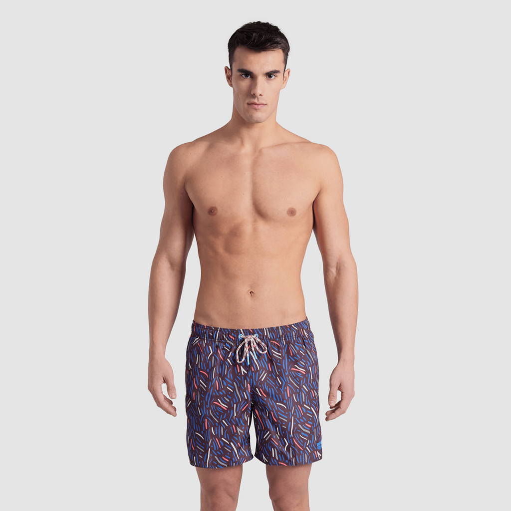 Arena M Beach Boxer Allover Beach Short in SCHWARZ
