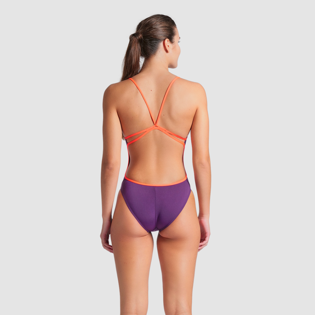 Arena Swimsuit Lace Back Solid Badeanzug in VIOLETT