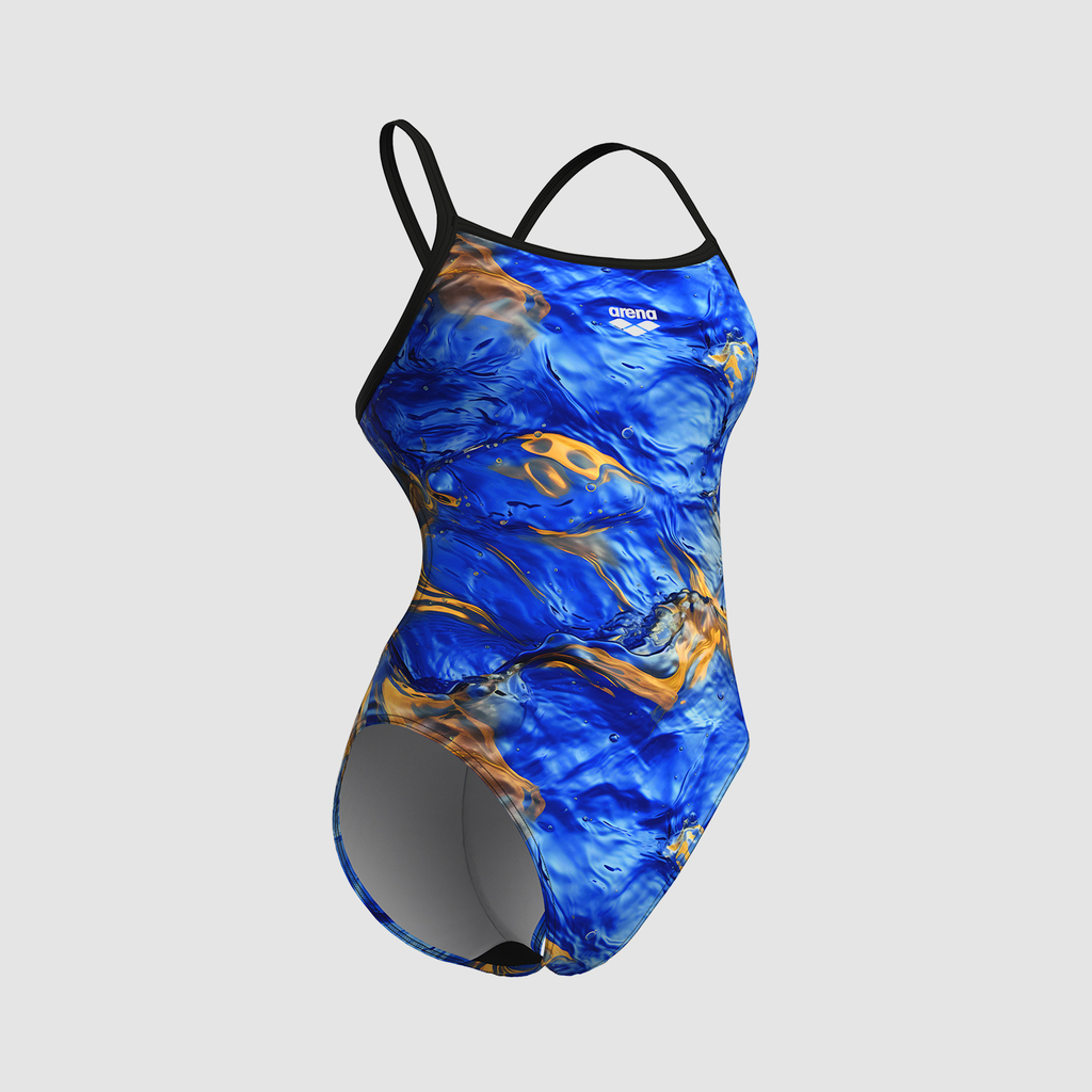 Arena W Arena Gold Leaves Swimsuit Challenge Back Badeanzug in BLAU