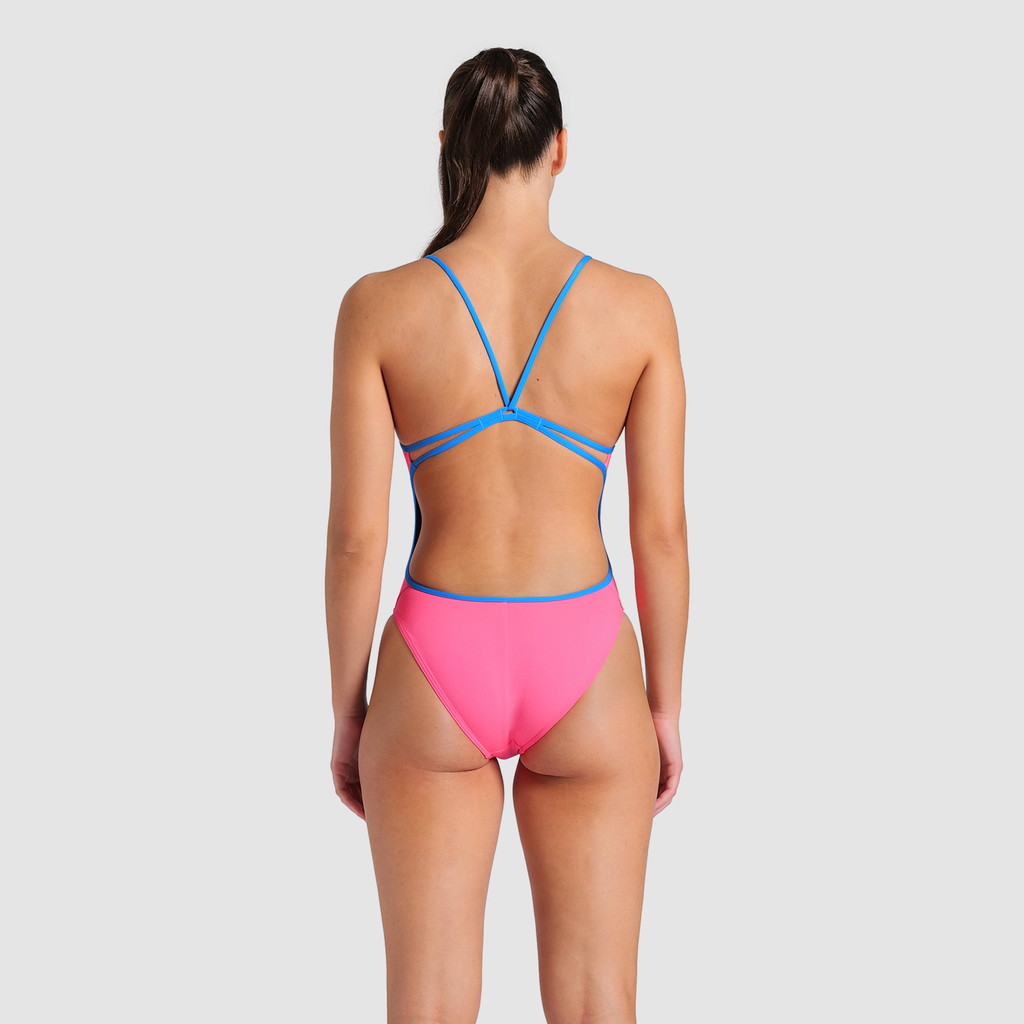Arena Swimsuit Lace Back Solid Badeanzug in PINK