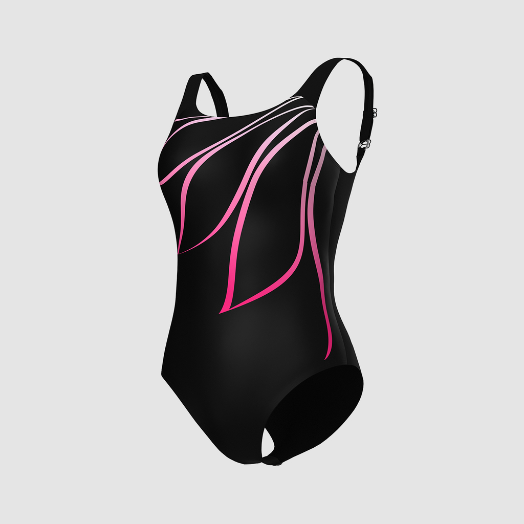 Arena W Arena Swimsuit Giorgia Squared Back C Cup Figurformender Badeanzug in SCHWARZ