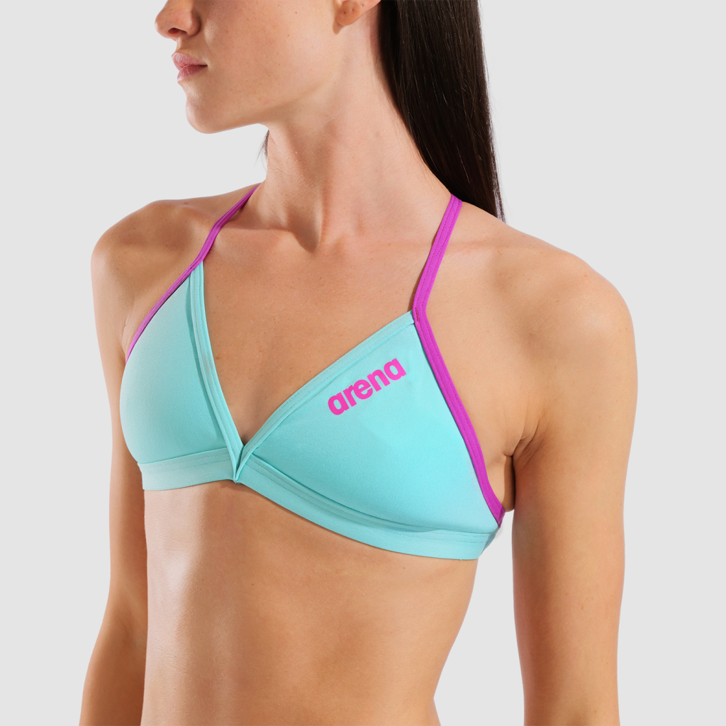 Arena Team Swim Top Tie Back Solid Bikini in BLAU