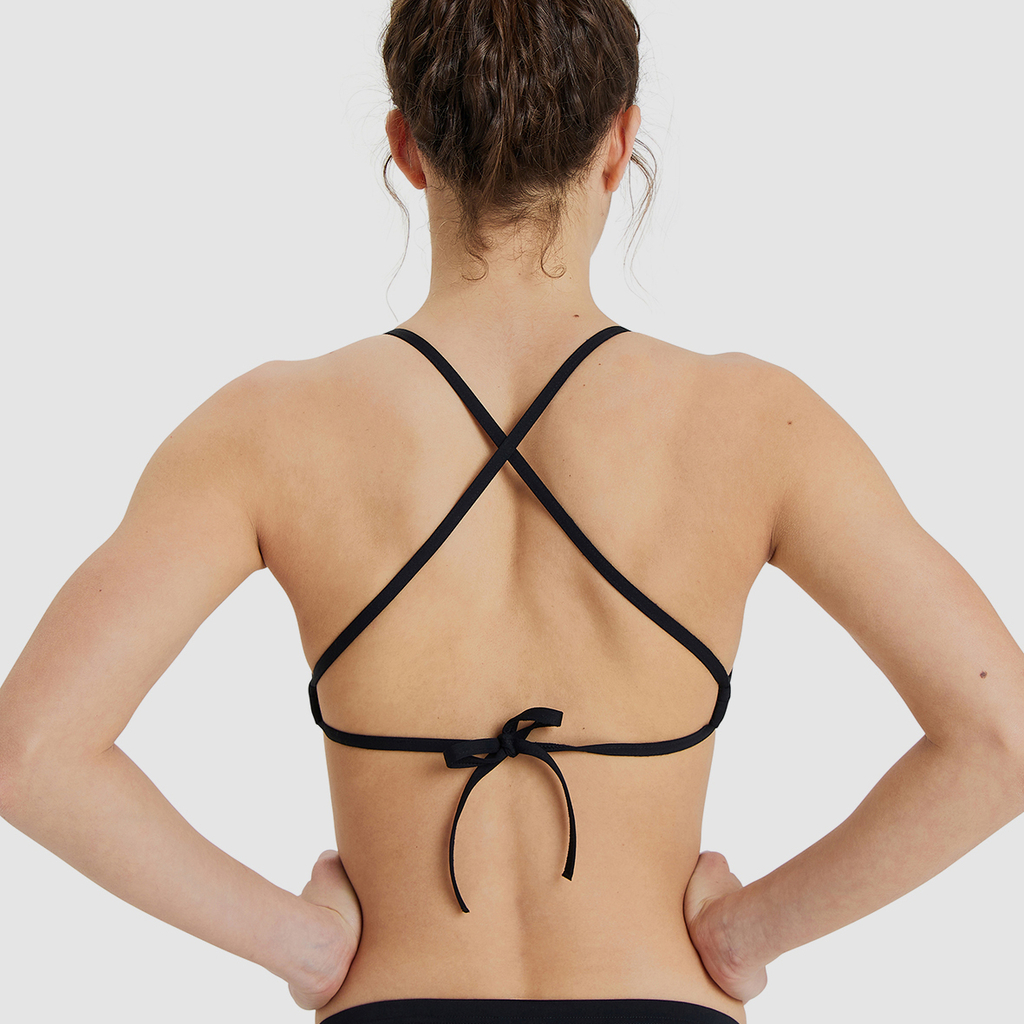 Arena Team Swim Top Tie Back Solid Bikini in SCHWARZ