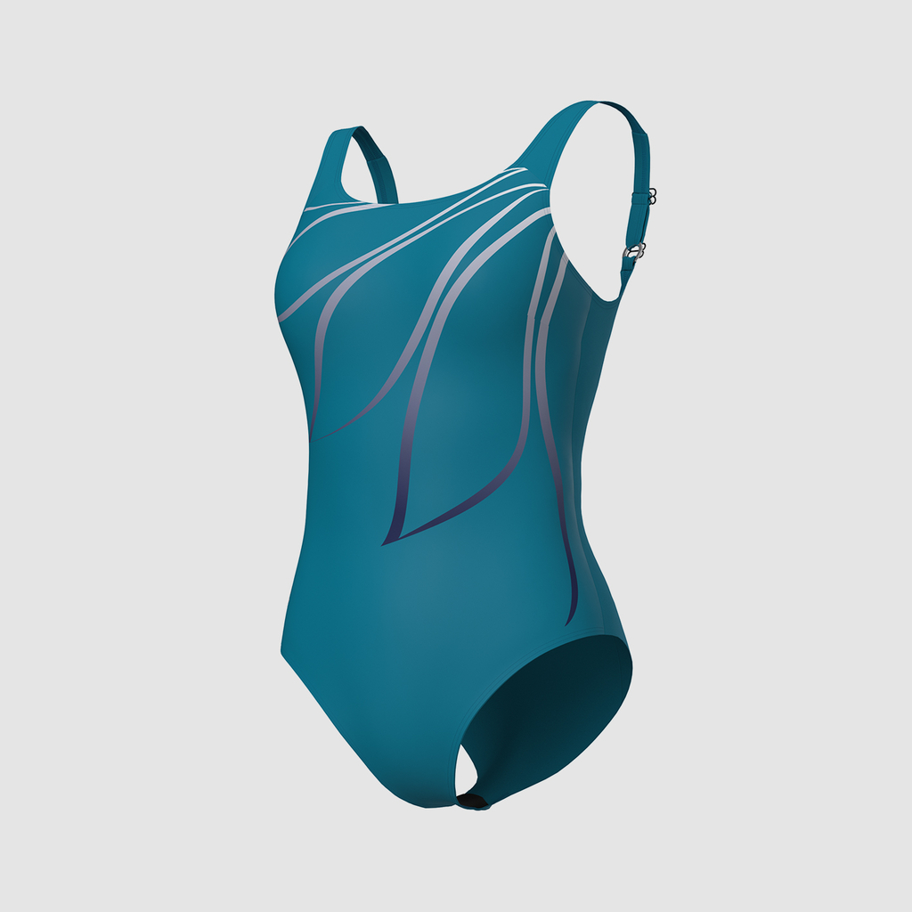 Arena W Arena Swimsuit Giorgia Squared Back C Cup Figurformender Badeanzug in GRÜN