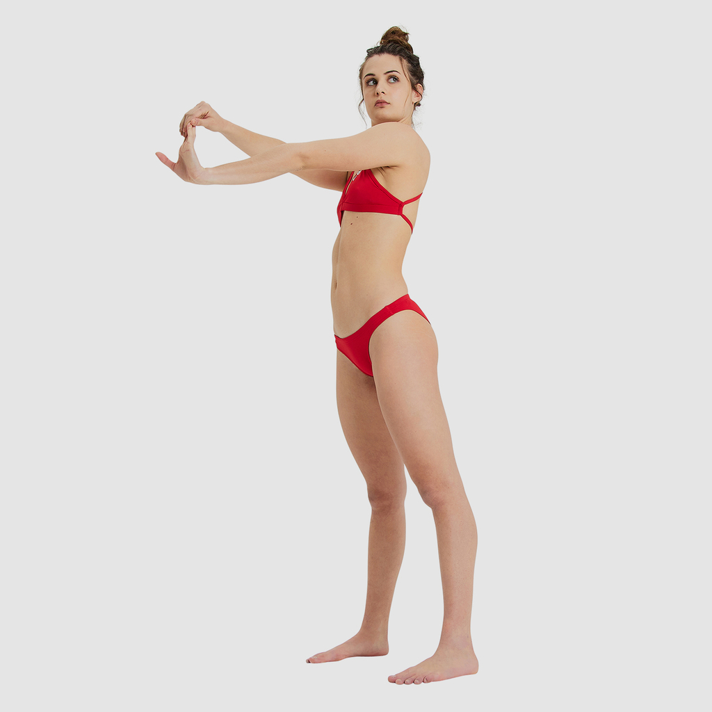 Arena Team Swim Top Tie Back Solid Bikini in ROT