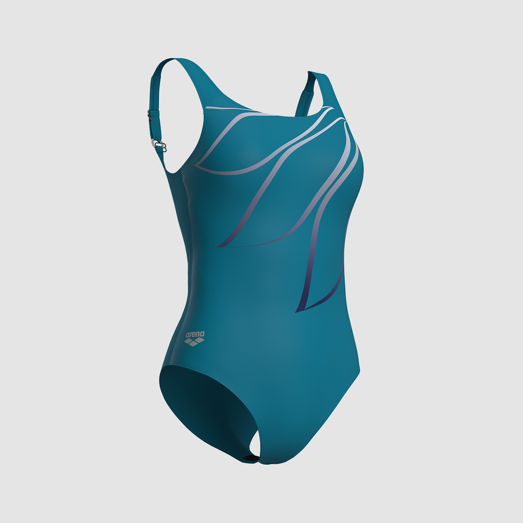 Arena W Arena Swimsuit Giorgia Squared Back C Cup Figurformender Badeanzug in GRÜN