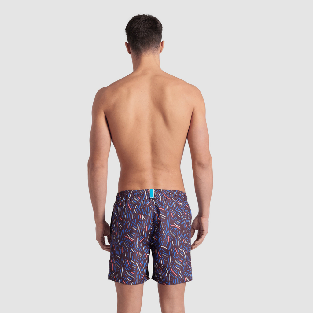 Arena M Beach Boxer Allover Beach Short in SCHWARZ