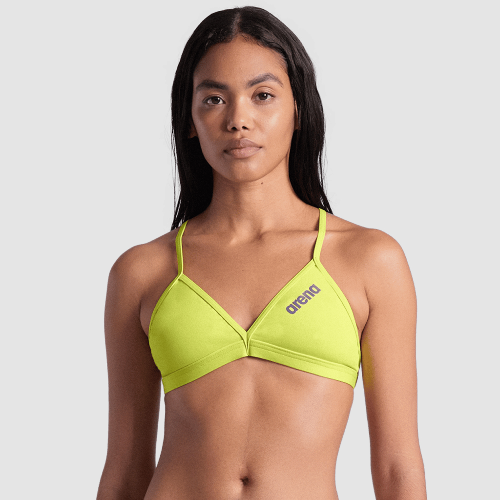 Arena Team Swim Top Tie Back Solid Bikini in GELB