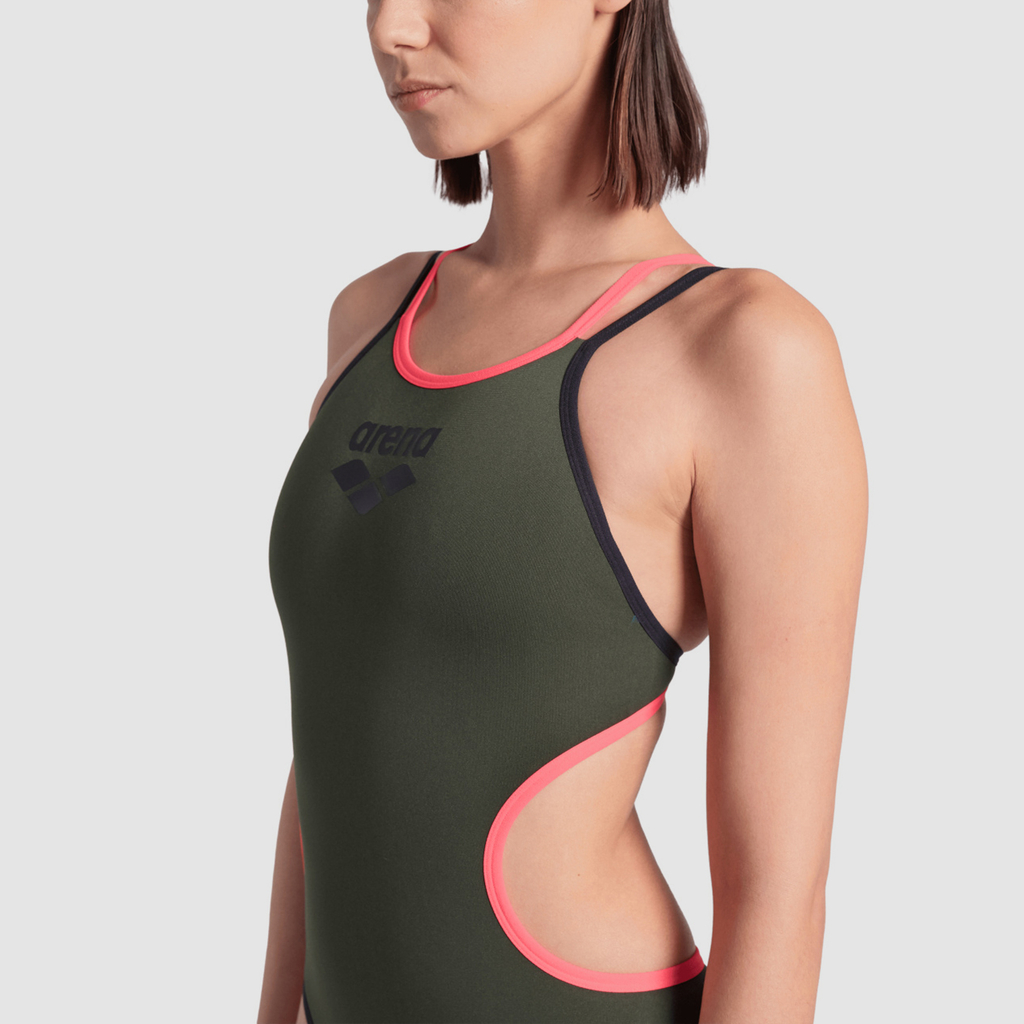 Arena W Arena One Double Cross Back One Piece Badeanzug in GRAU