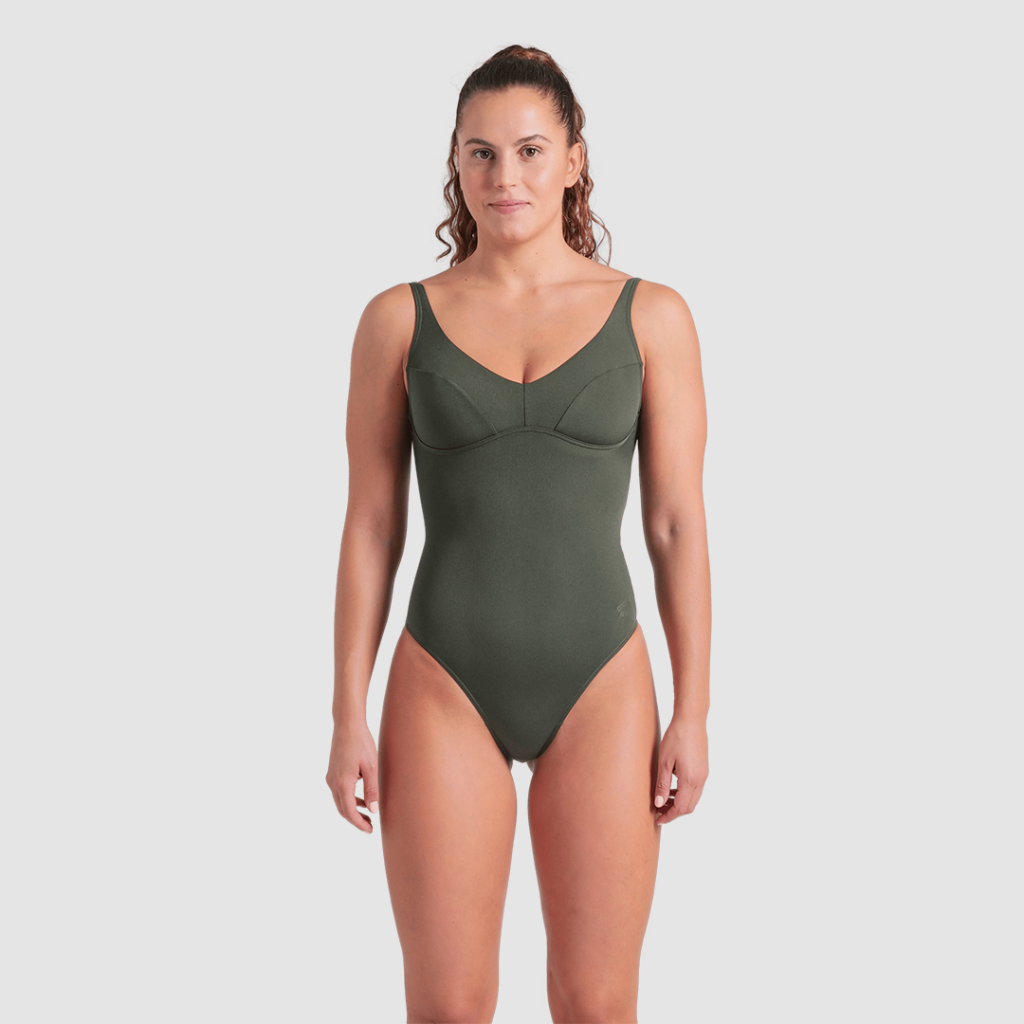 Arena W Arena Swimsuit Victoria U Back Solid Badeanzug in GRÜN