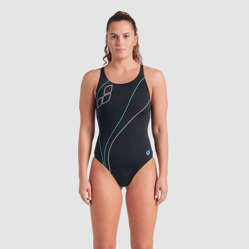 Arena W Arena Trail Swimsuit V Back Badeanzug in SCHWARZ