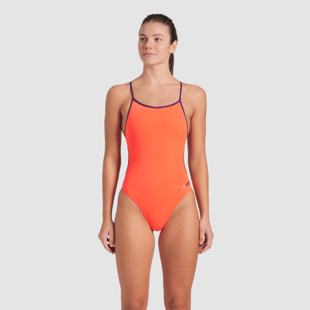 Arena Swimsuit Lace Back Solid Badeanzug in PINK