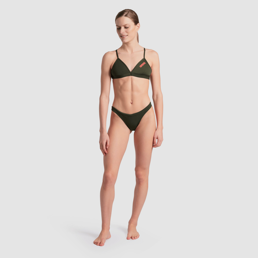 Arena Team Swim Top Tie Back Solid Bikini in GRÜN