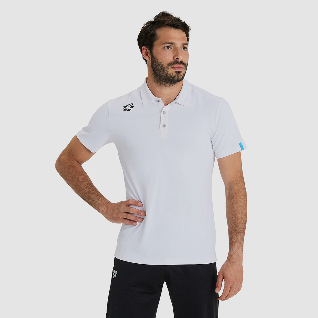 Team Poloshirt Solid white model_bild_brandshop