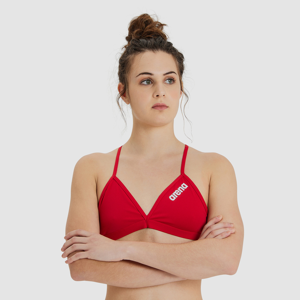 Arena Team Swim Top Tie Back Solid Bikini in ROT