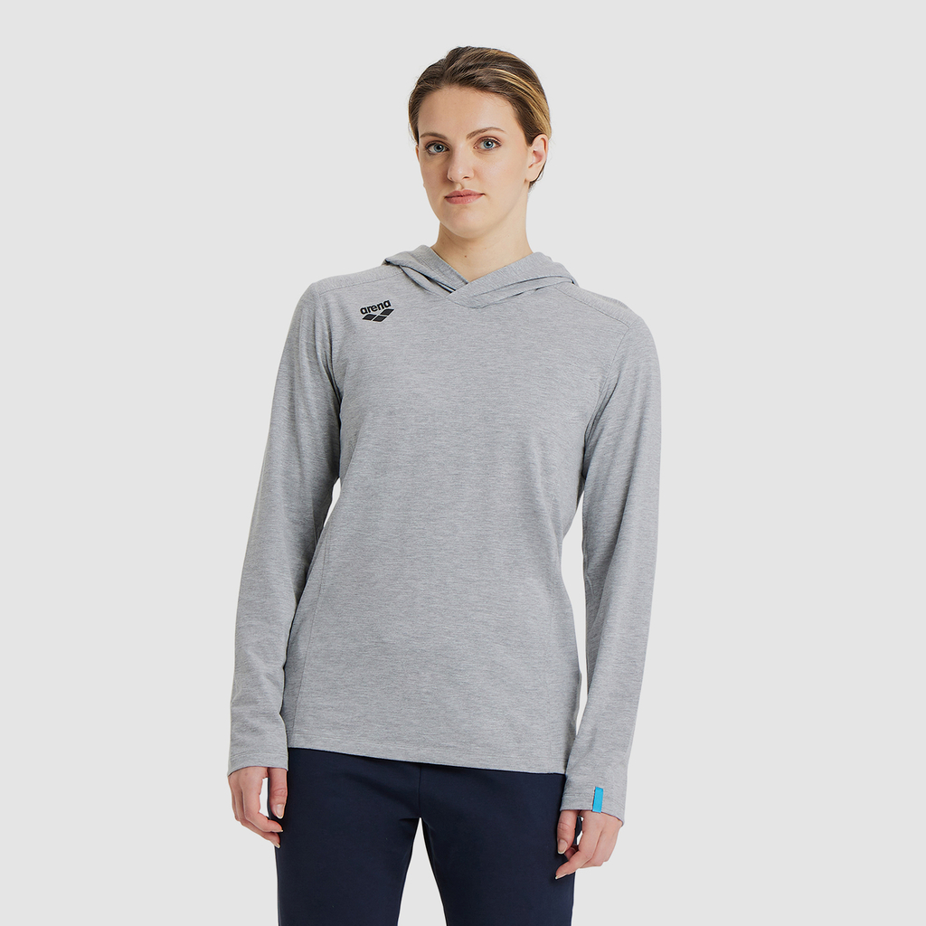 Arena Team Hooded Long Sleeve T-Shirt Panel in GRAU