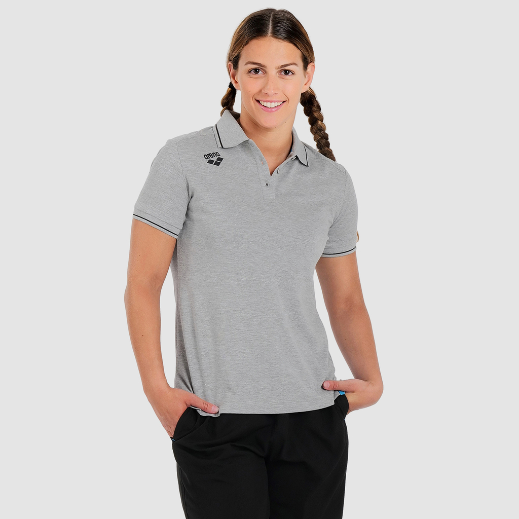 Team Poloshirt Solid Cotton medium grey heather model_bild_brandshop