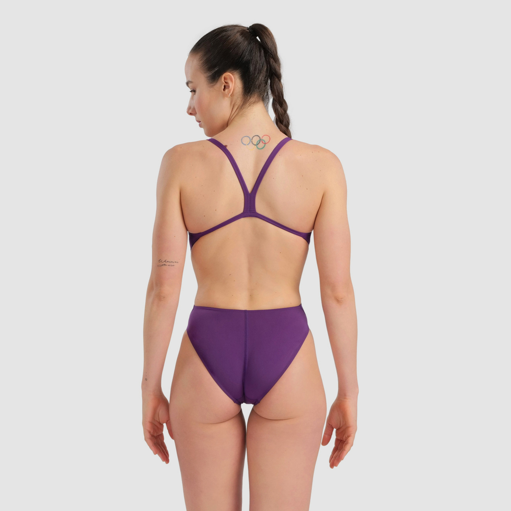 Team Swimsuit Challenge Solid Badeanzug plum/white rueckseite_bild_brandshop