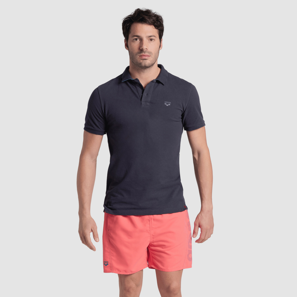 Poloshirt Solid Cotton Piquet navy/turquoise model_bild_brandshop