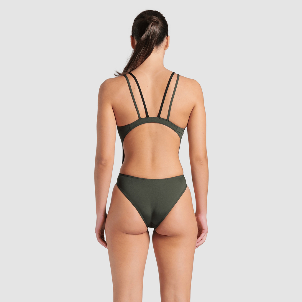 W Arena Swimsuit Tech Multi Solid Badeanzug dark sage/black rueckseite_bild_brandshop