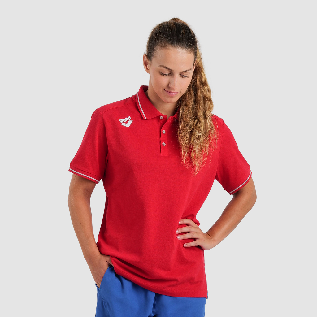 Arena Team Poloshirt Solid Cotton in ROT