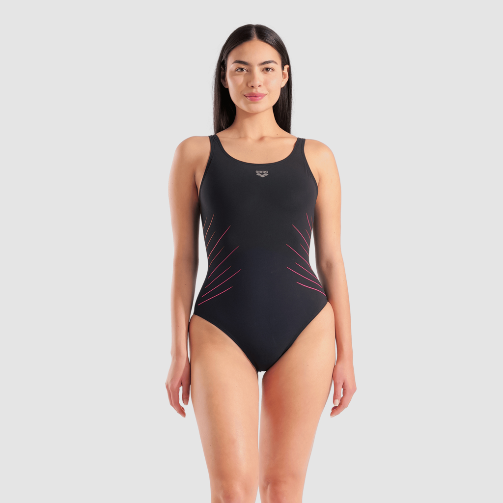 Arena W Arena Isa Swimsuit Squared Back C Cup Figurformender Badeanzug in SCHWARZ