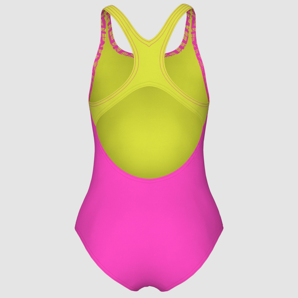 Arena Kikko V Swimsuit Swim Pro Back Badeanzug shocking pink/soft green rueckseite_bild_brandshop