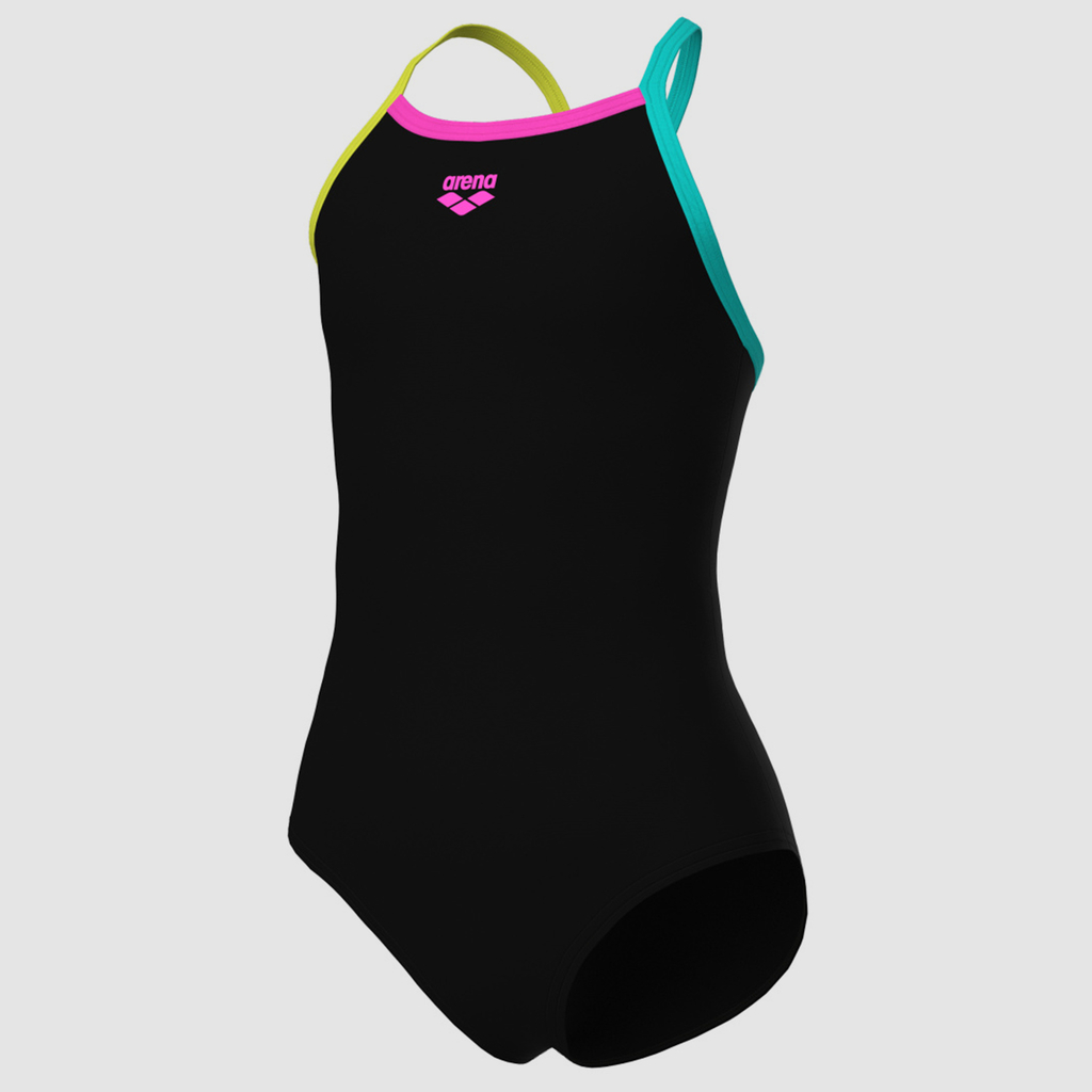 Arena Swimsuit Light Drop Solid Badeanzug black/soft green/water/freak rose Hauptbild_brandshop