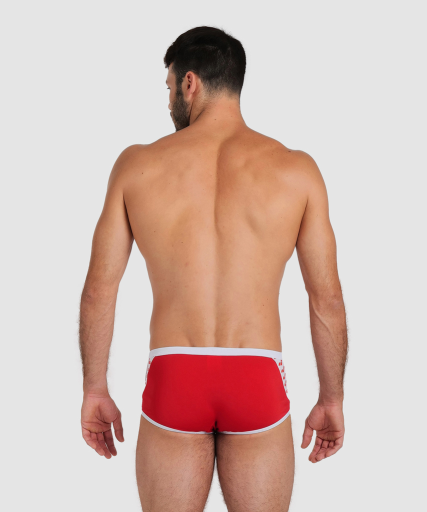 Arena Icons Swim Low Waist Short Solid red/white model_bild_back_brandshop