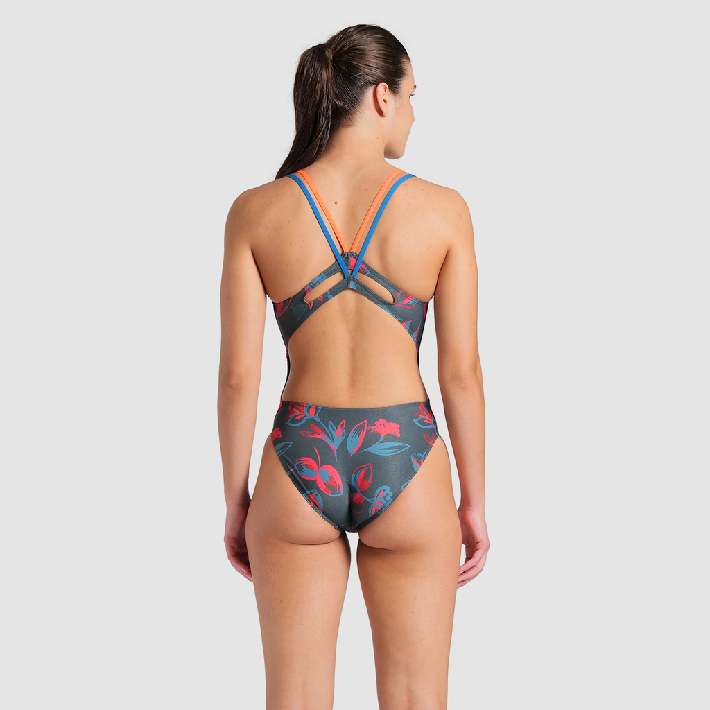 W Arena Floral Swimsuit Lace Plus Back Badeanzug dark sage multi/bright coral/blue cosmo rueckseite_bild_brandshop