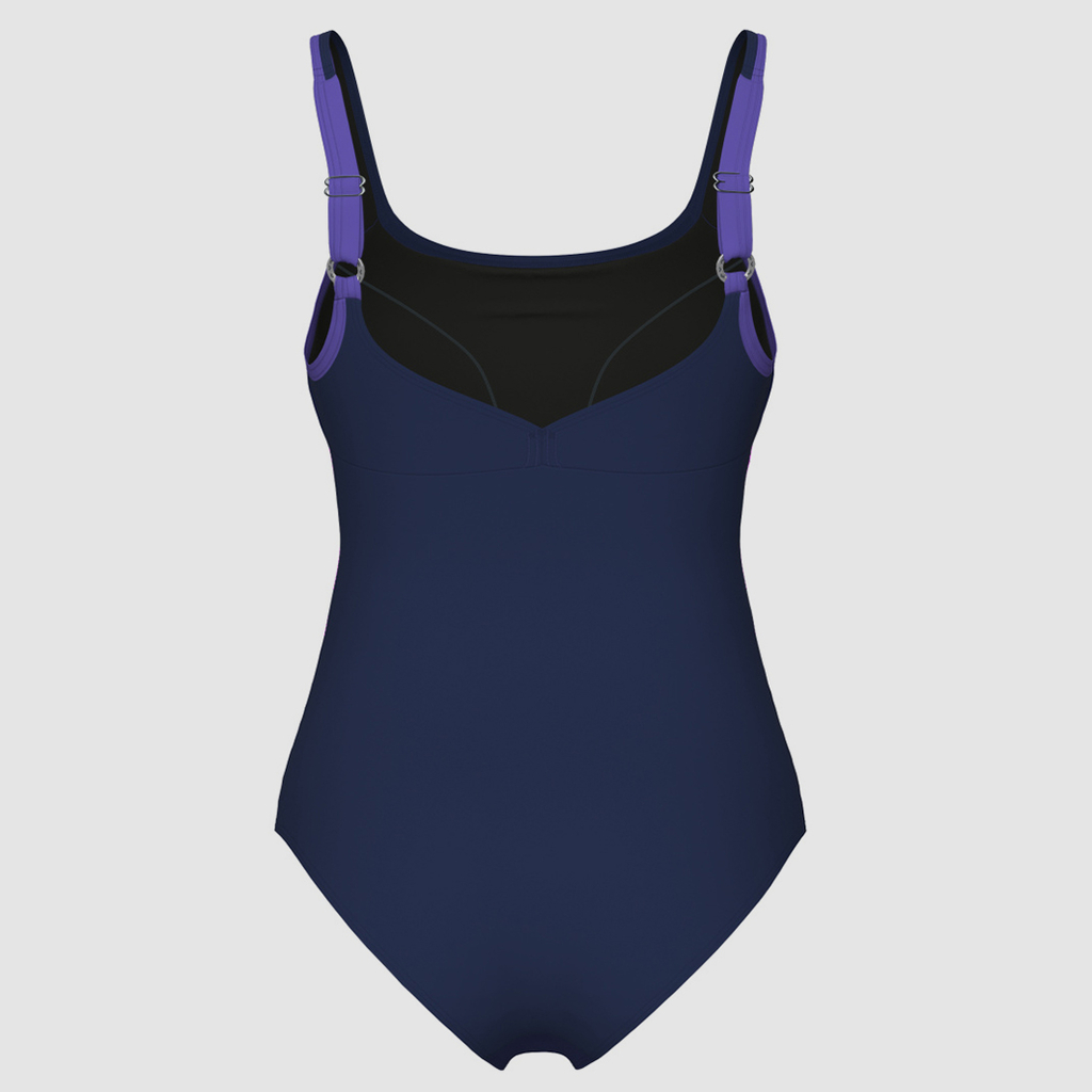 W Arena Swimsuit Rosa Wing Back C Cup Figurformender Badeanzug navy/navy/violet rueckseite_bild_brandshop