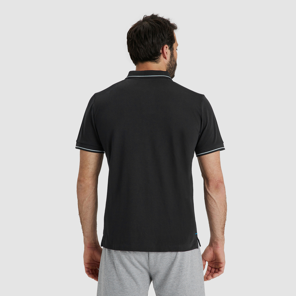 Team Poloshirt Solid Cotton black model_bild_back_brandshop