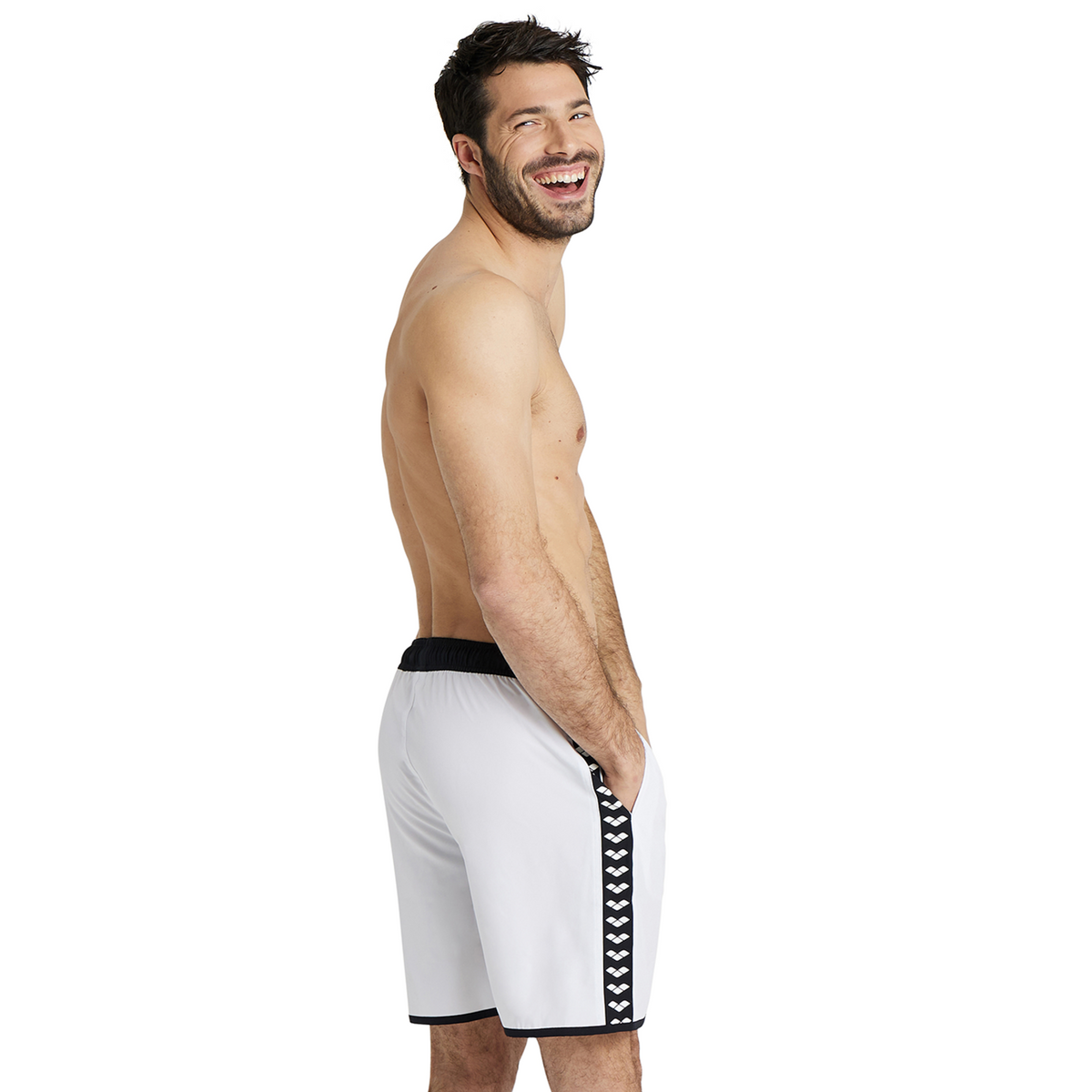 Arena Icons Team Stripe Unisex Bermuda in WEISS
