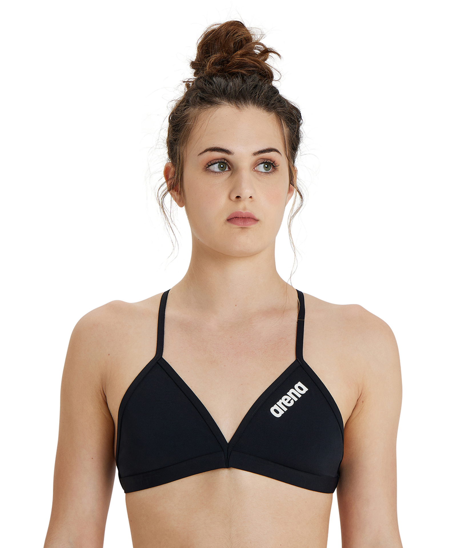 Arena Team Swim Top Tie Back Solid Bikini in SCHWARZ