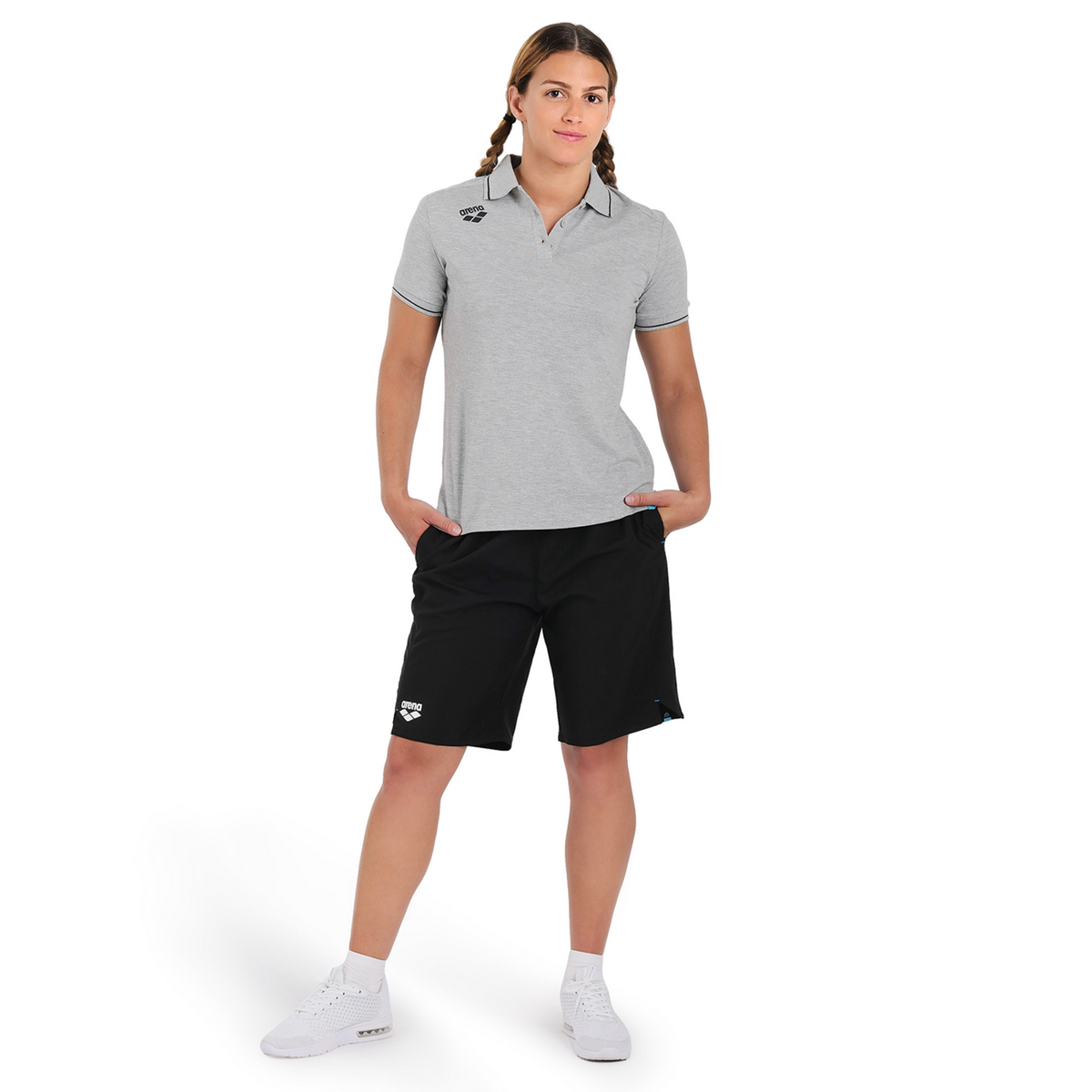 Arena Team Poloshirt Solid Cotton in GRAU