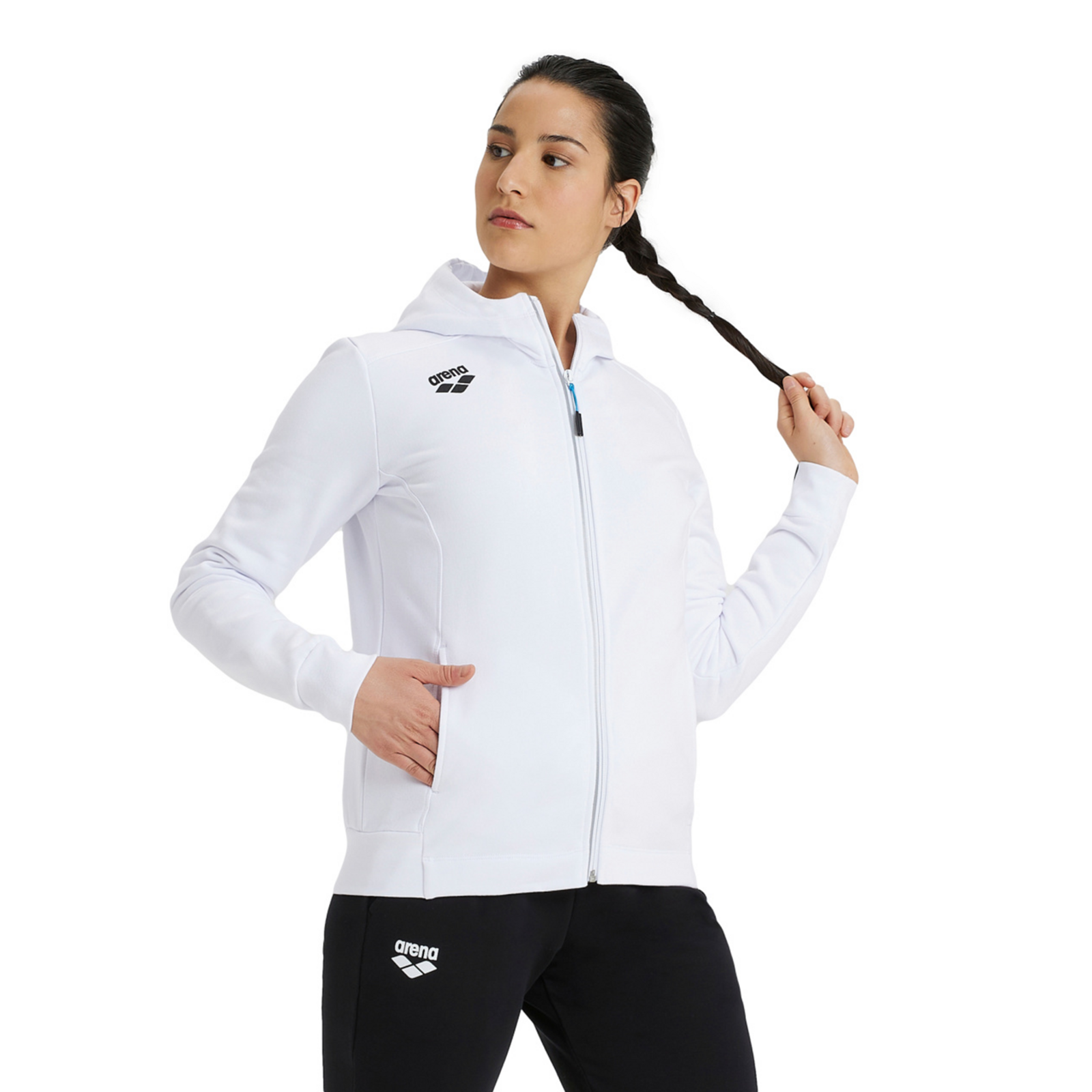 Arena Team Hooded Jacket Panel in WEISS