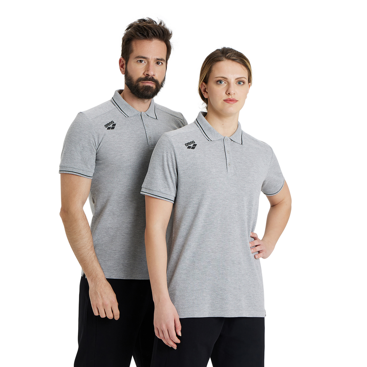 Arena Team Poloshirt Solid Cotton in GRAU