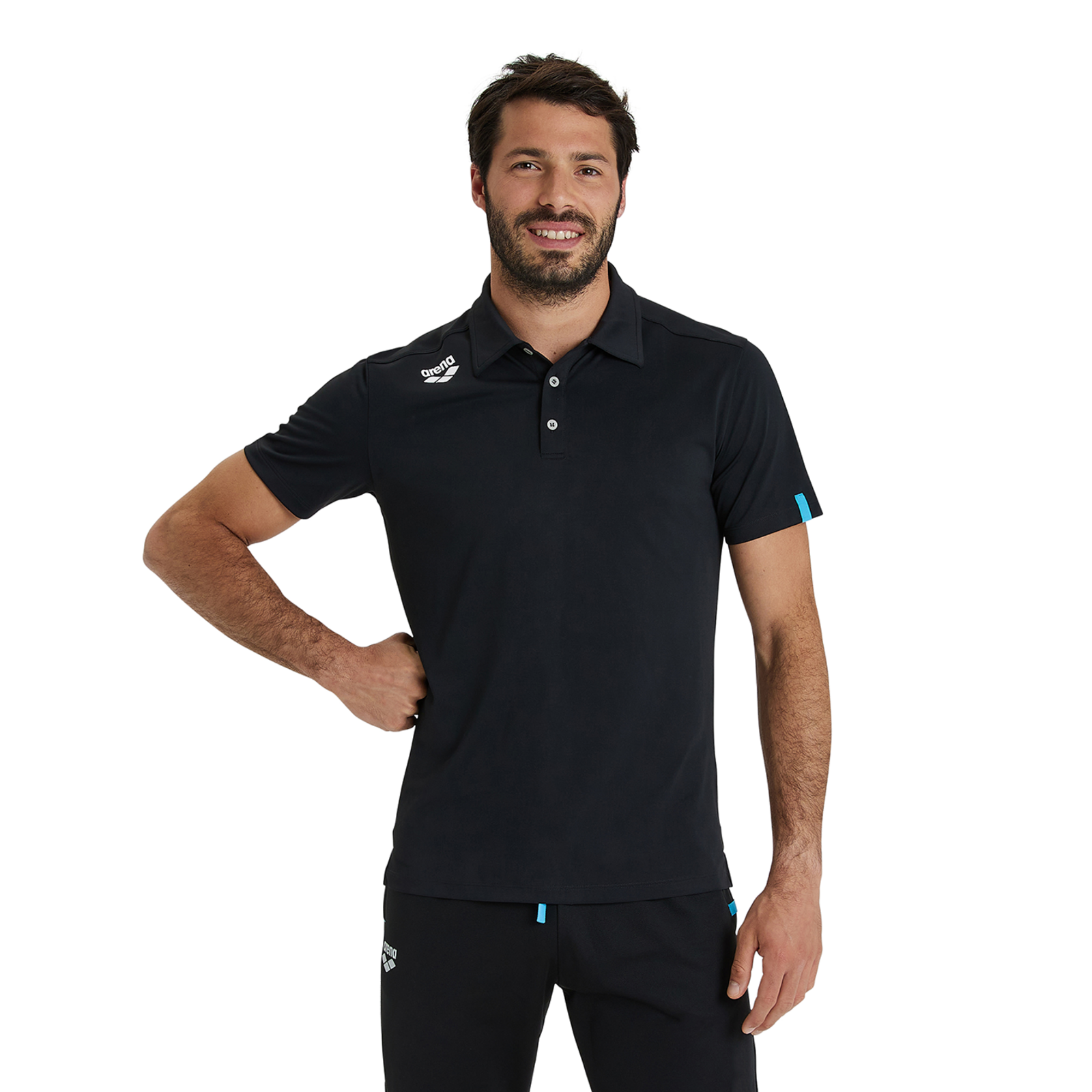 Arena Team Poloshirt Solid in SCHWARZ