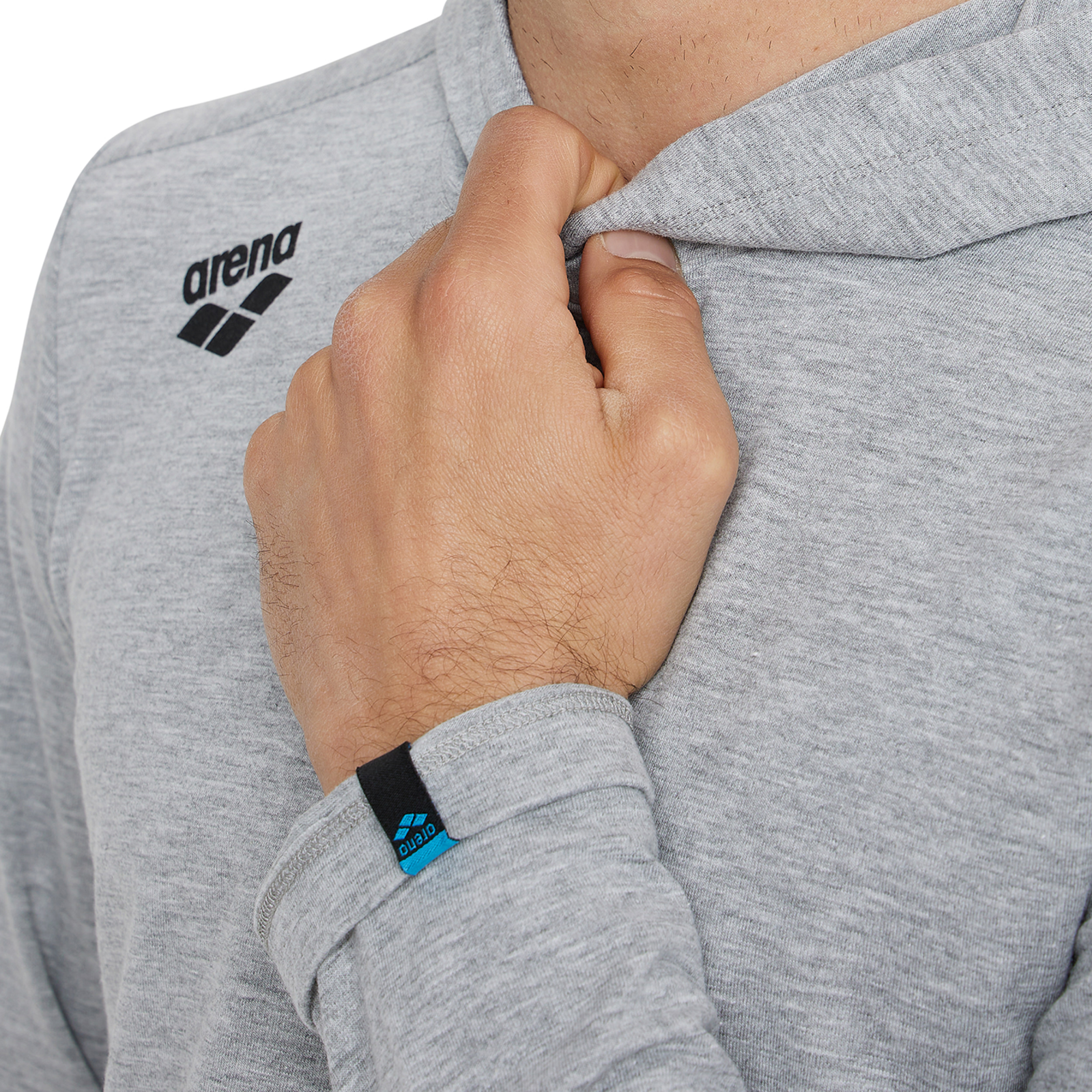 Arena Team Hooded Long Sleeve T-Shirt Panel in GRAU