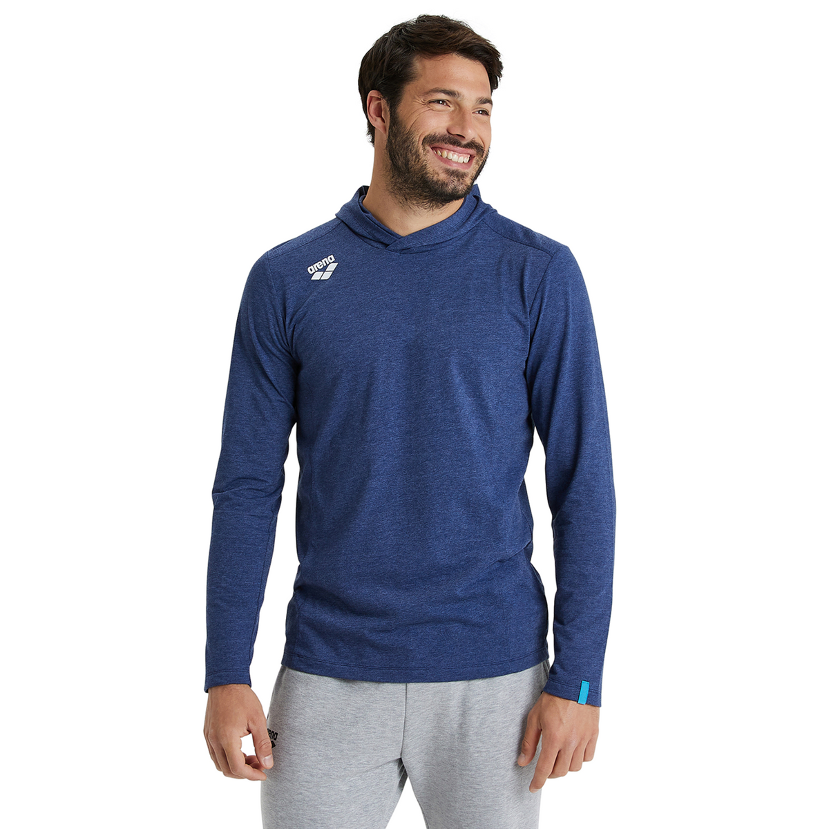 Arena Team Hooded Long Sleeve T-Shirt Panel in BLAU