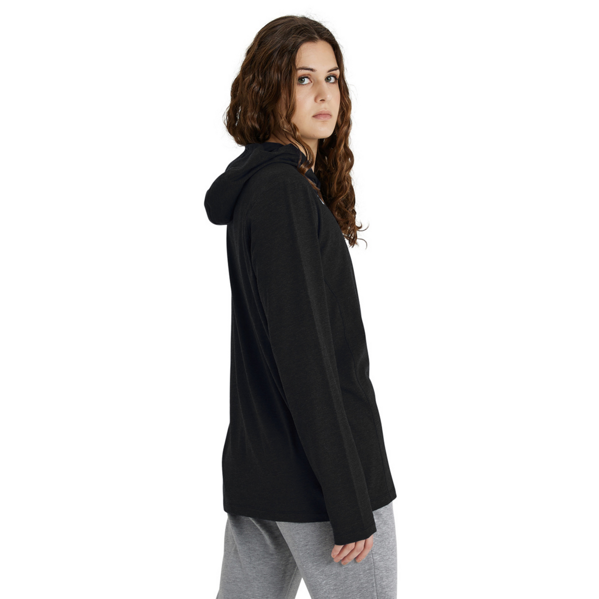 Arena Team Hooded Long Sleeve T-Shirt Panel in SCHWARZ