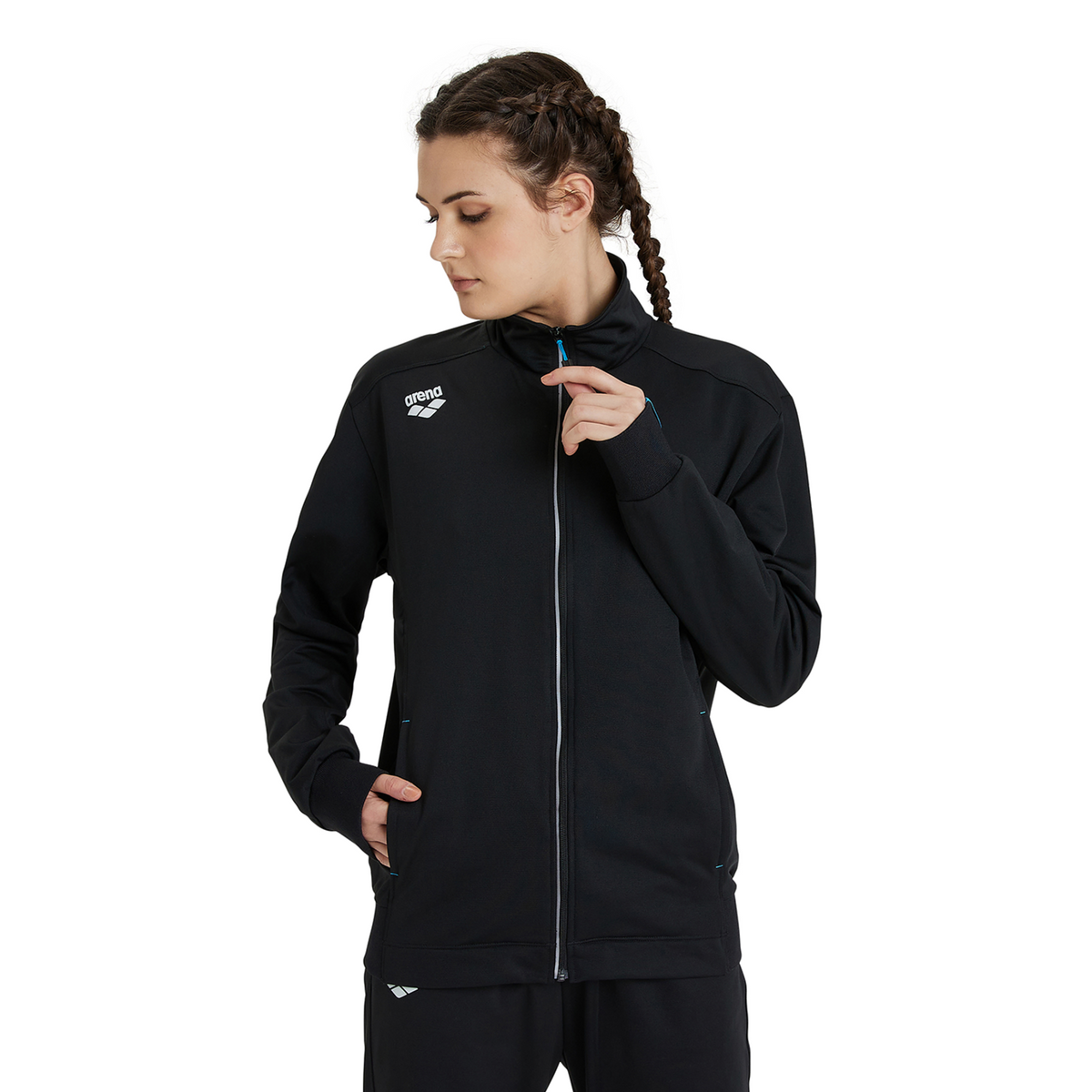 Arena Team Jacket Panel Knitted Poly in SCHWARZ