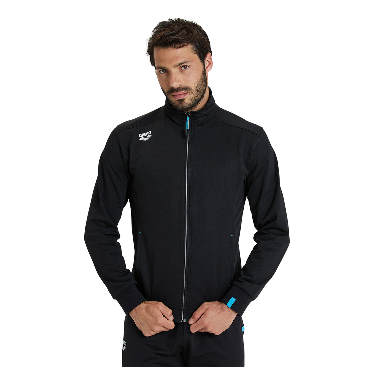 Arena Team Jacket Panel Knitted Poly in SCHWARZ