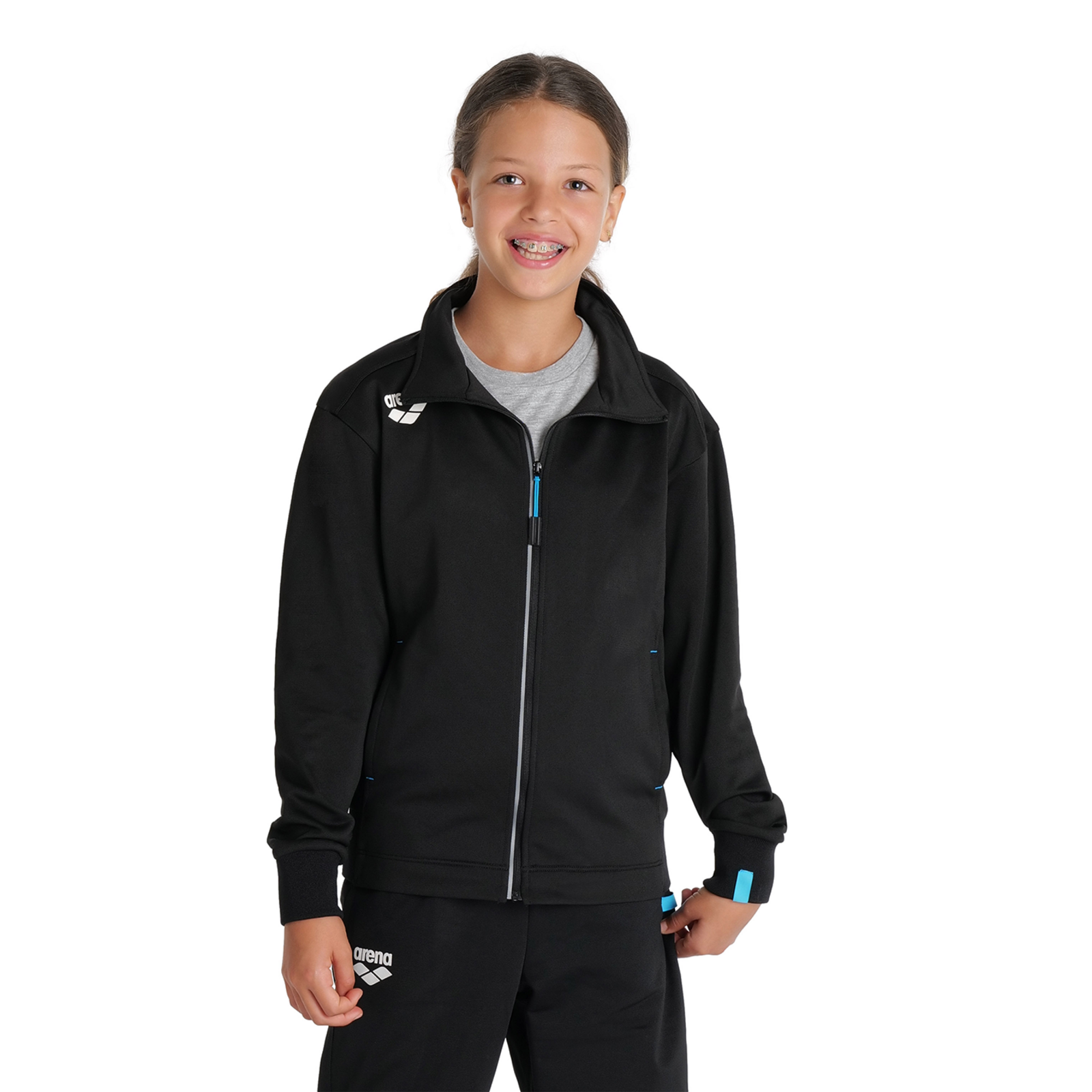 Arena Team Jacket Panel Knitted Poly in SCHWARZ