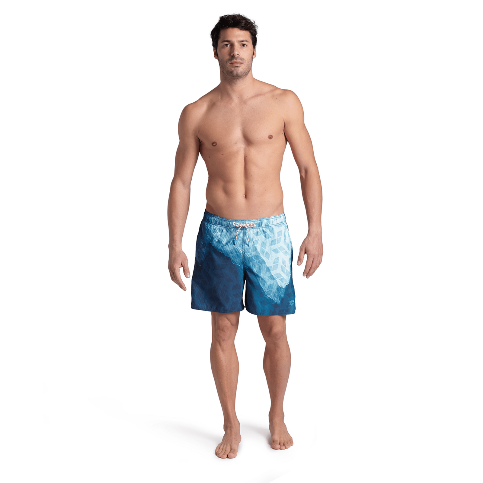 Arena M Beach Boxer Placed Beach Short in BLAU