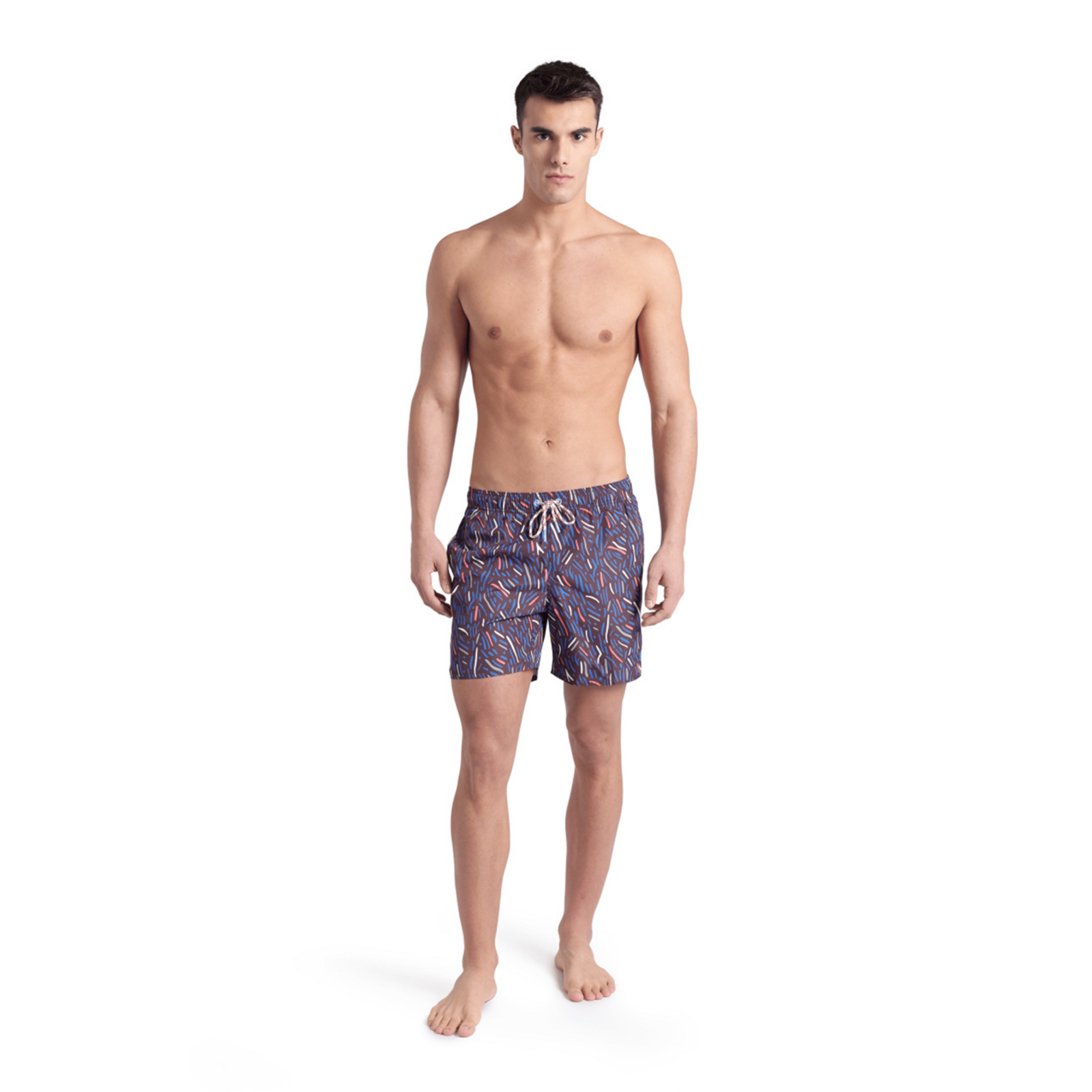 Arena M Beach Boxer Allover Beach Short in SCHWARZ