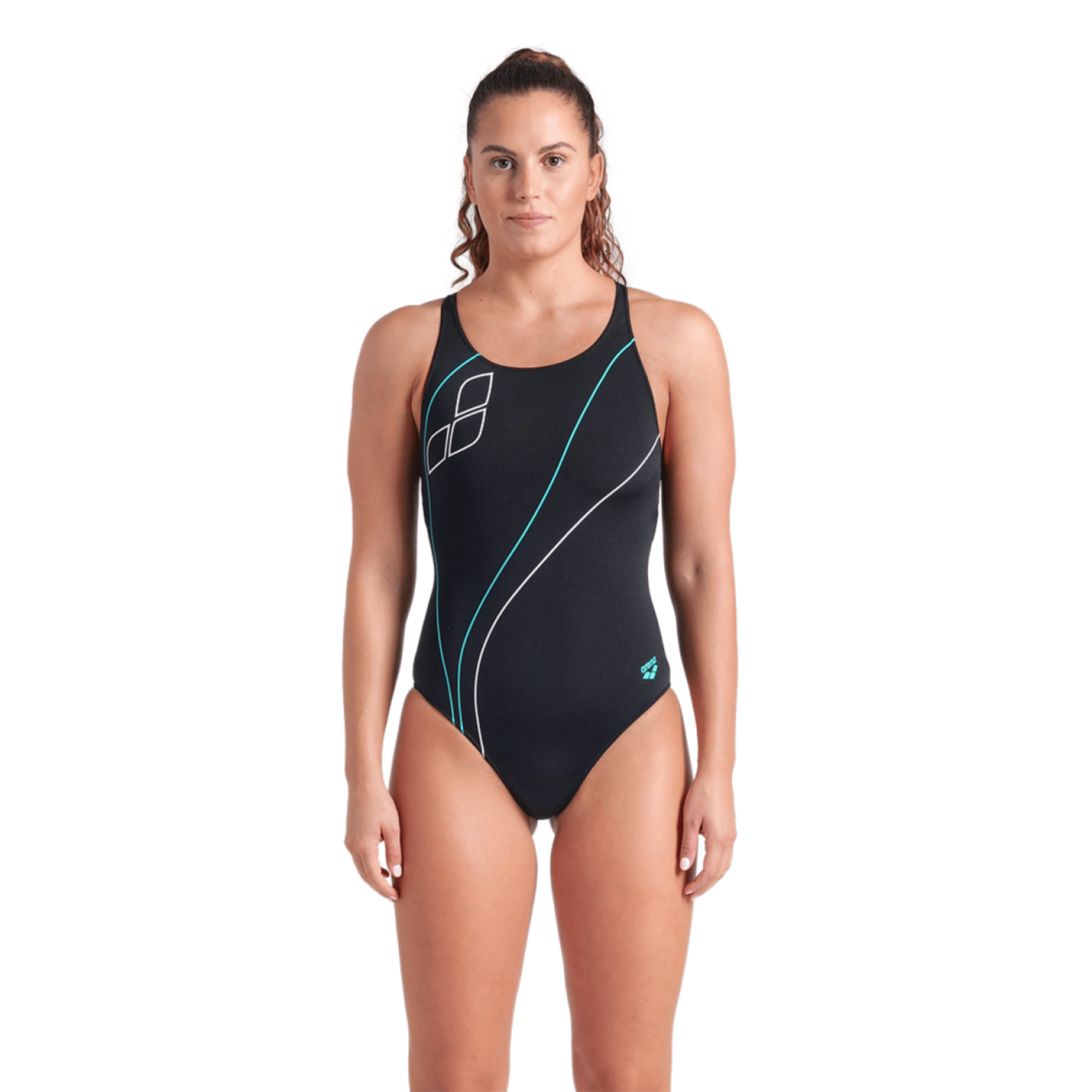 Arena W Arena Trail Swimsuit V Back Badeanzug in SCHWARZ
