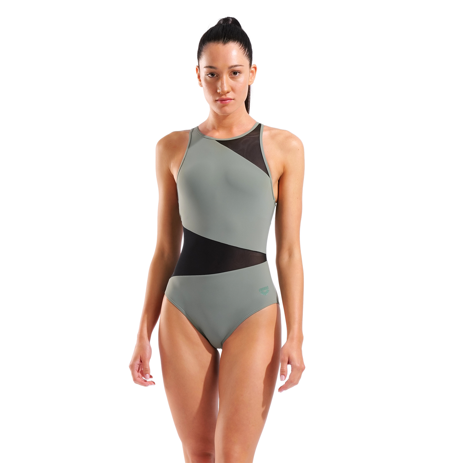 Arena W Arena Mesh Angle Swimsuit Vent Back B Badeanzug in GRÜN