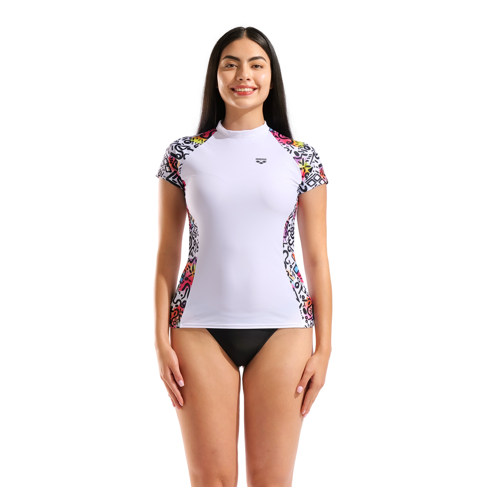 Arena W Arena Swim S/S Rash Vest Allover UV Shirt in WEISS